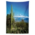 thumbnail image 3 of Ambesonne Desert Tablecloth Rectangular Table Cover, Tucson Countryside Cacti, 52"x70", Green Blue, 3 of 4