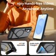 thumbnail image 3 of Dteck Magnetic Case for Samsung Galaxy S25 / Galaxy S24,Shockproof TPU+PC Anti-Slip Compatible with Mag Safe Case Adjustable Kickstand Frosted Translucent Matte Phone Cover,Black, 3 of 6