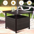 thumbnail image 5 of DORTALA Rattan Wicker Umbrella Square Side Table Outdoor Stand Garden Leisure Coffee Table with Umbrella Hole, Dark Brown, 5 of 8