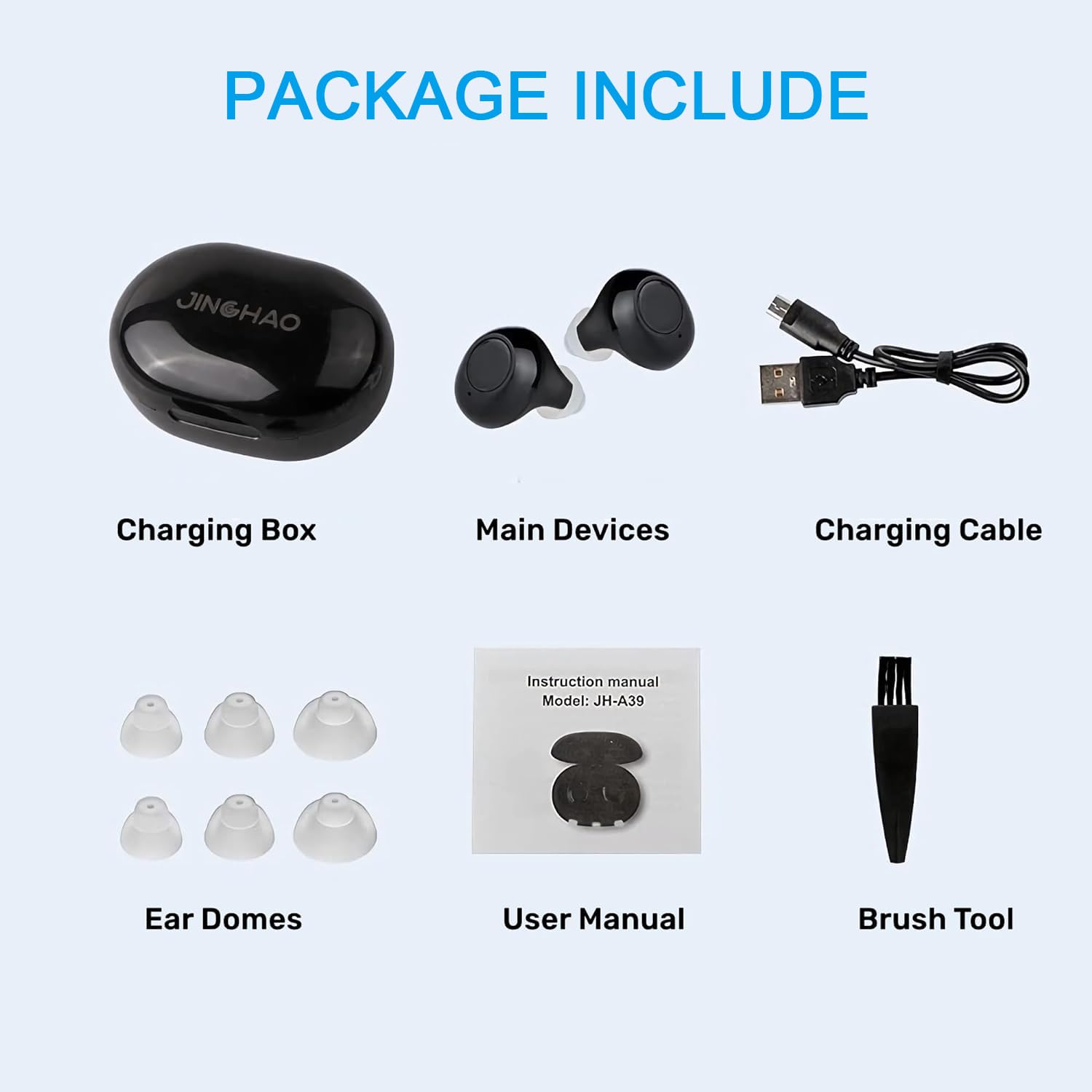 SUWU Hearing Aids for Seniors, Rechargeable Hearing Amplifier Loud Sound with USB Portable Charging Case, 2-Pack, (Black)