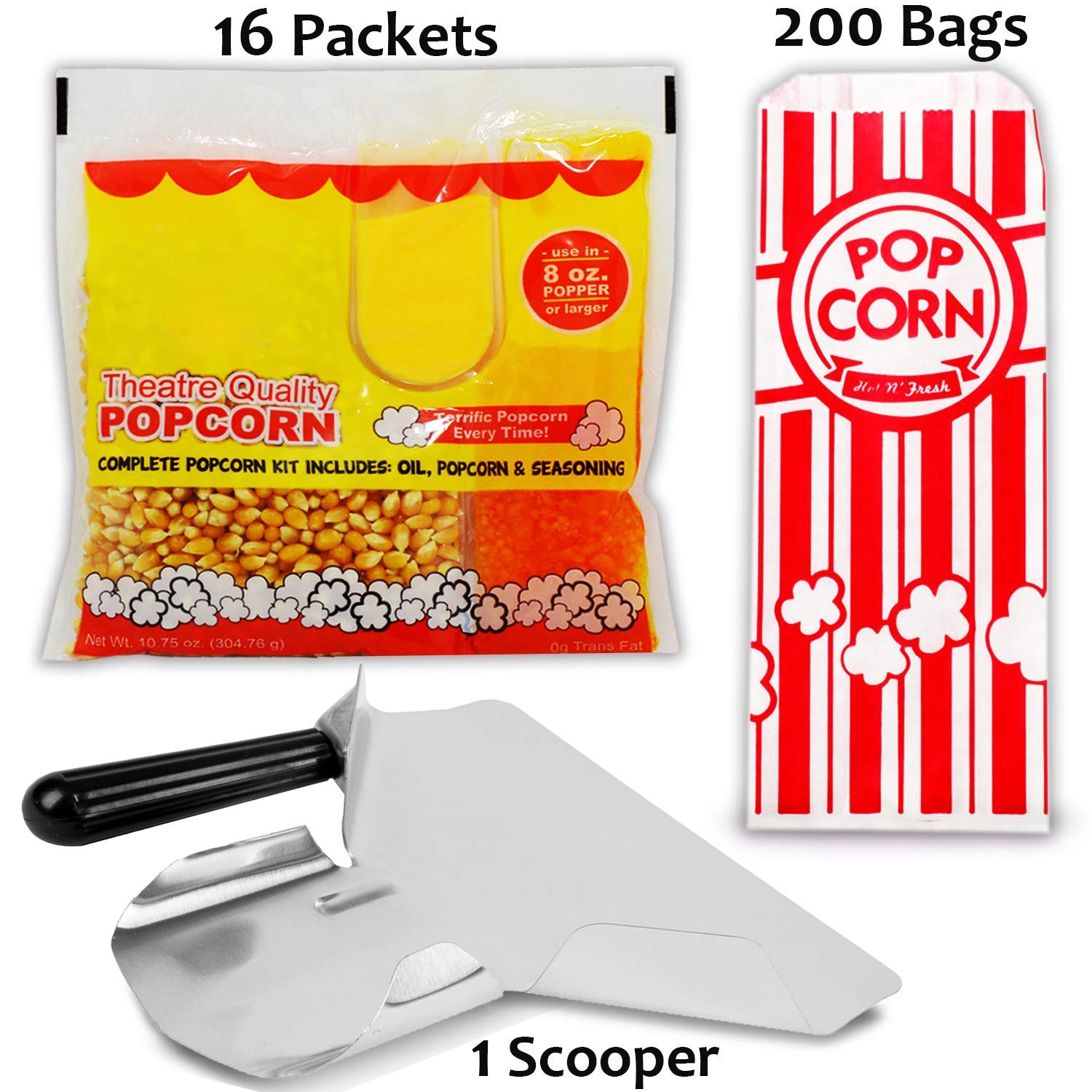 Popcorn Making Supplies Includes 16 Ingredient Packets (for 8 oz