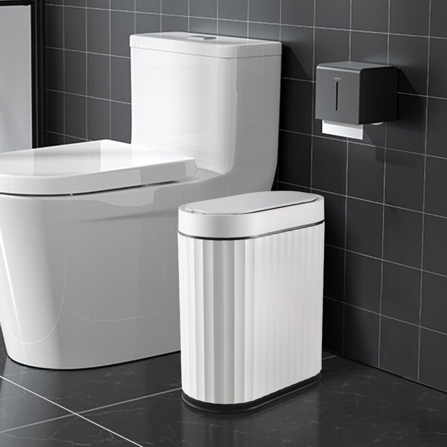 Cubo de basura ELPHECO para baño, 9 litros, con tapa y sensor impermeable, color negro