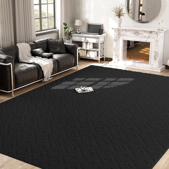 CozyDesg Modern Area Rug,8'x10' Large High-Low Textured Moroccan Vintage Shag Rugs,Washable Decor Carpet for High Traffic Areas in Living Room, Bedroom,Dining Room