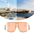 thumbnail image 4 of Gafas de sol punk de una sola pieza con remaches de personalidad y montura grande, hechas de metal, 4 of 5