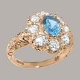 thumbnail image 2 of LBG British Made 18k Rose Gold Natural Blue Topaz & Cubic Zirconia Womens Statement Ring - 33 size options - Size 10.75, 2 of 6