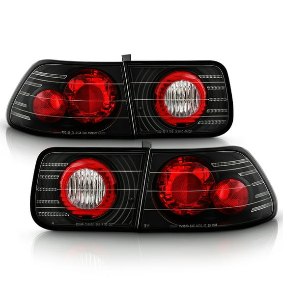For Black 1996-2000 Honda Civic 2Dr Coupe Tail Lights Brake Lamps Left Right Set