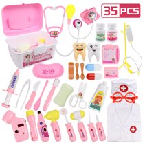 Doctor Kit for Kids - Pretend Play Educational Doctor Toys, Medical Kit with Stethoscope, Doctor Playset for Dentist Doctor, Role Play Toys for 3 4 5 6 7 8 Years Old Girls & Boys Toddler Gifts(Pink)
