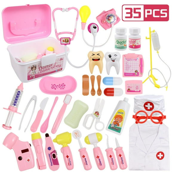 Doctor Kit for Kids - Pretend Play Educational Doctor Toys, Medical Kit with Stethoscope, Doctor Playset for Dentist Doctor, Role Play Toys for 3 4 5 6 7 8 Years Old Girls & Boys Toddler Gifts(Pink)