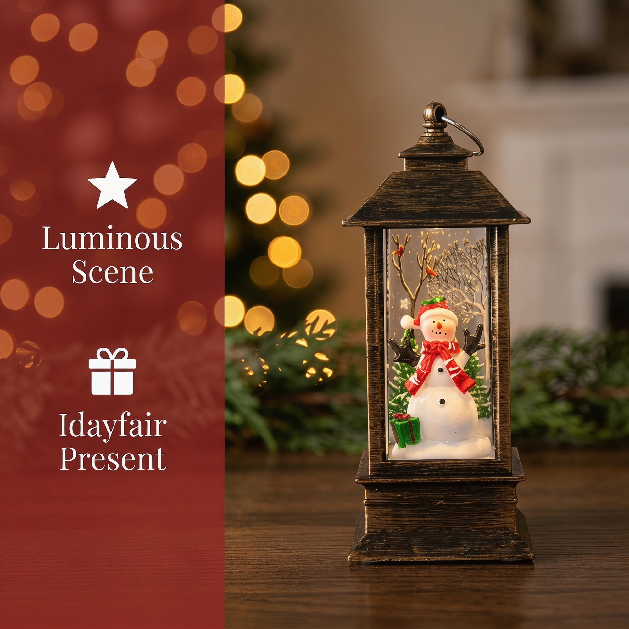 Unique Bargains Christmas Light Up Crystal Ball Mini LED Glitter Sphere Orb Brown Style L