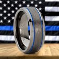 thumbnail image 4 of Metal Masters Mens Gunmetal Tungsten Thin Blue Line Law Enforcement Police Ring Wedding Band, 4 of 6