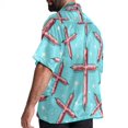 thumbnail image 3 of Easter Cross Men's Spread Collar Poplin Beach Shirts - Casual Printed Button Down Short Sleeve Summer Tops for Unisex, 3 of 6