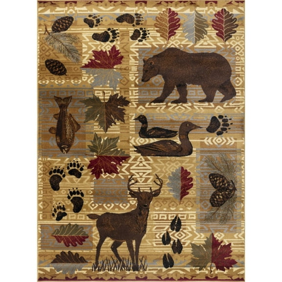 Nature's Nest GC_CBL3002 Multi 5 ft. 3 in. x 7 ft. 3 in. Lodge Area Rug