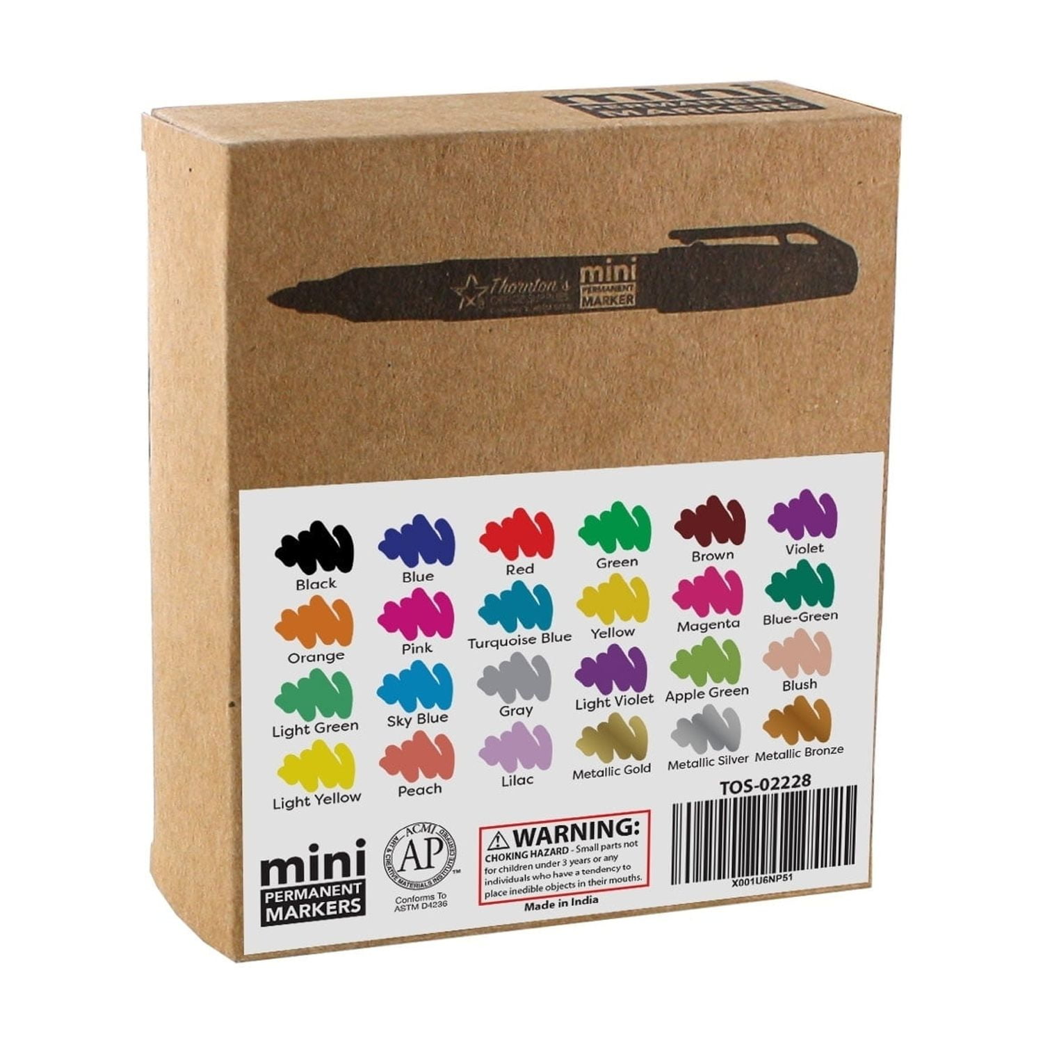 (4 pack) Thornton's Office Supplies Mini Permanent Markers, 1.0mm, 24-Count