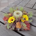 thumbnail image 5 of HHJZPR Artificial Sunflower Candle Ring Wreath,9.84 Inch Fall Mini Wreath for Jar Candle Lantern Thanksgiving Harvest Table Centerpiece Decor, 5 of 6