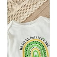 thumbnail image 6 of Bslissey Baby Girls Ireland Holidays 3Pcs Outfits Long Sleeve Letter Print Romper + Rainbow Print Pants + Headband 1M 3M 6M 9M 12M 18M Infant Casual Long Pants Sets, 6 of 10