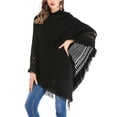 thumbnail image 3 of Poncho Sweater Womens Pullover Sweaters with Fringed Sides Hooded Capes Knit Ponchos Shawls Wrap Coats Tops, 3 of 6