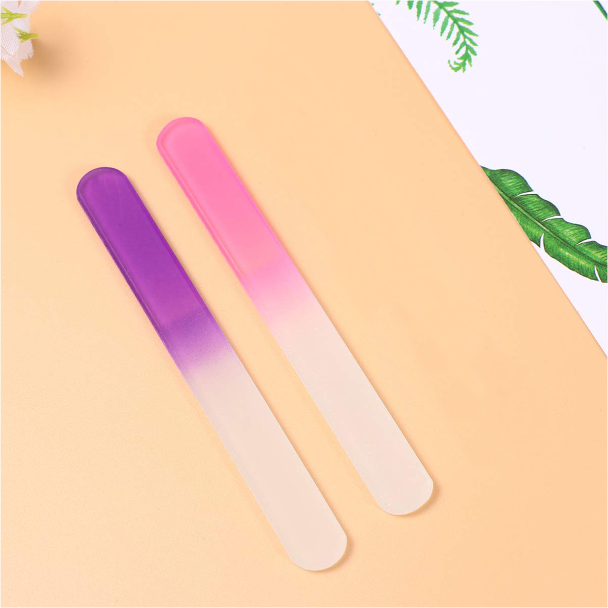 Crystal Glass Finger Nail File with Case Pedicure Fingernail File Pink