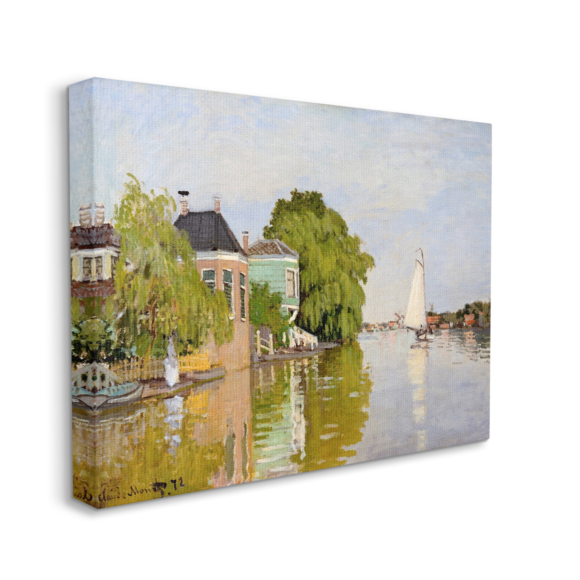 Stupell Industries City Town Along Water Canal Sailboats Reflection Painting Gallery Wrapped Canvas Print Wall Art, Design by Lettered and Lined