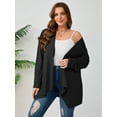 thumbnail image 2 of SHOWMALL Plus Size Lightweight Long Sleeve Cardigan for Women, Black 3X Open Front Sweater with Pockets, Casual Layering for Spring Fall, 2 of 8