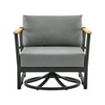 thumbnail image 3 of Shari Outdoor Patio Swivel Glider Lounge Chair in Black Aluminum and Teak Wood with Cushions, 3 of 9
