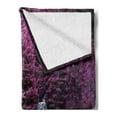 thumbnail image 2 of Lavender Soft Flannel Fleece Throw Blanket, Trees by a Lake Blue Wooden Rustic Lakehouse Lodge Romantic Spring Nature Theme, Cozy Plush for Indoor and Outdoor Use, 70" x 90", Purple, by Ambesonne, 2 of 5