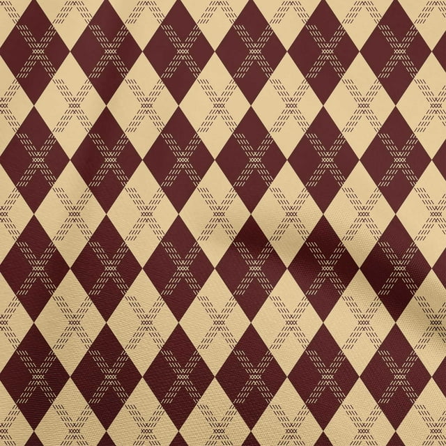 oneOone Rayon Brown Fabric Check Argyle Sewing Material Print Fabric By The Yard 56 Inch Wide