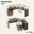 thumbnail image 3 of Bestier 55 inch L-Shaped Lift Top Desk with Storage, Sit to Stand Computer Desk with Monitor Stand & File Drawer in Rustic Brown, 3 of 11