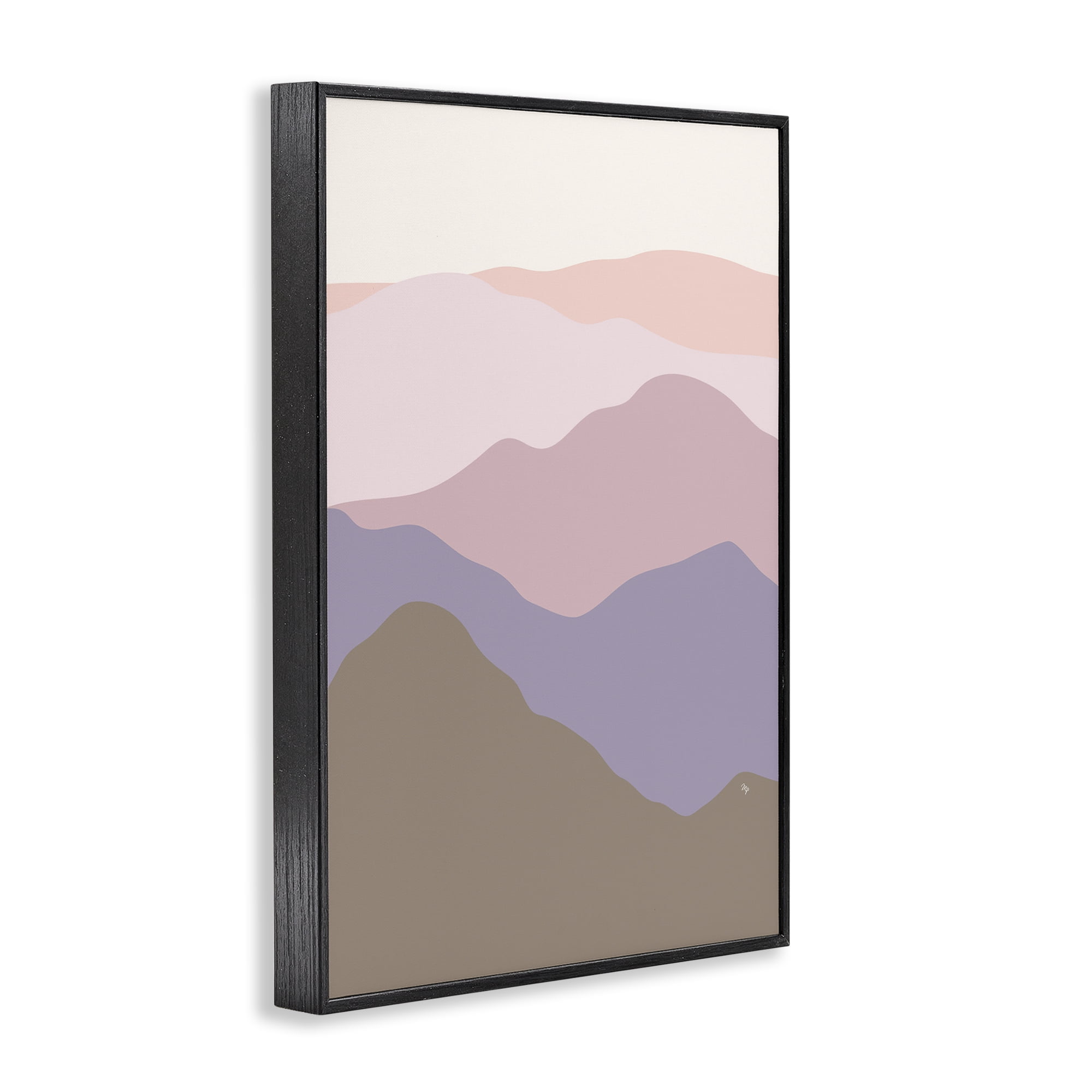 Stupell Industries Subtle Pastel Hills Landscape Painting Black Framed Art Print Wall Art, 16 x 24