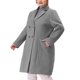 thumbnail image 4 of Abrigo largo de mujer de tallas grandes GRACE & GRANDEUR, con solapa muesca, doble botonadura, abrigo de invierno con bolsillos 1X gris, 4 of 6