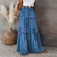 thumbnail image 3 of VUPSGEZ Womens Long Boho Flowers High Elastic Waist With Pockets And Belt Maxi Skirt Pleated Skirt Beach Skirt Casual Skirt (Blue,S), 3 of 7