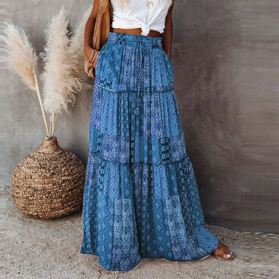 Black Pleated Skirts Purple Mini Skirt Womens Long Boho Flowers High Elastic Waist with Pockets and Belt Maxi Pleated Beach Casual Faux Leather Skirt