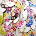 thumbnail image 2 of Pack Of 100 Mixed Color Printed Fan Shape Wooden Buttons With Hole DIY Craft Sewing Accessory, 2 of 7