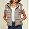 thumbnail image 2 of Cmfcve Womens Plus Size Zip up Puffer Vest Hooded Sleeveless Padded Jacket Coat Solid Winter Warm Outwear, 2 of 9