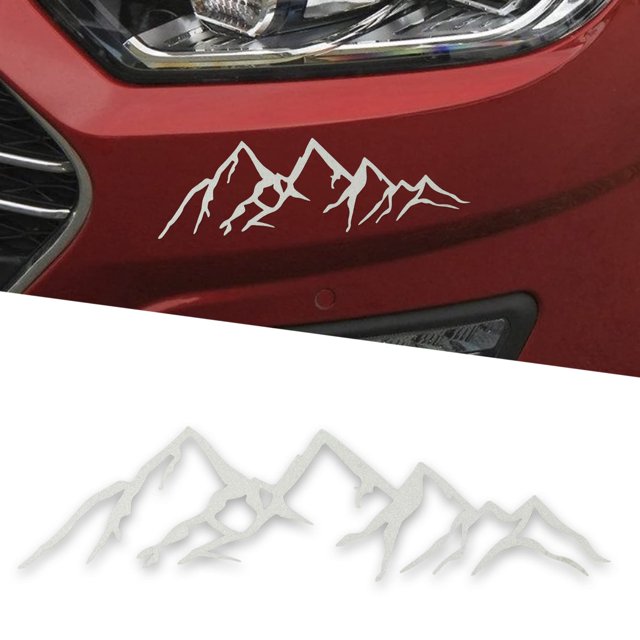 Vinyl Snow Mountain Tree Sticker, Trunk Logo Sticker, Car Exterior Accessories, Universal for Car, Window and Laptop (White)