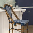 thumbnail image 6 of Flash Furniture Bordeaux Set of 2 Stackable Indoor/Outdoor Bistro 30" High Barstools, Commercial Grade, Navy/White and Bamboo Finish, 6 of 13