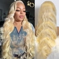 thumbnail image 4 of Peluca Larga Rizada de Encaje Frontal de Gran Onda Rubia Claro para Mujer en stock, 4 of 10