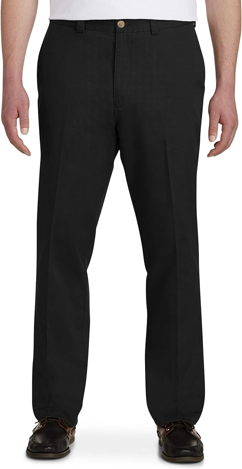 Harbor Bay Men's Big & Tall Continuous Comfort Cargo Pants - Loose Fit, Hidden Elastic Waist, Black 60Wx30L