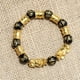 thumbnail image 4 of Pulsera de oro Pixiu bañada en oro con imitación de obsidiana y arena de 12 mm, regalo pequeño, 4 of 5