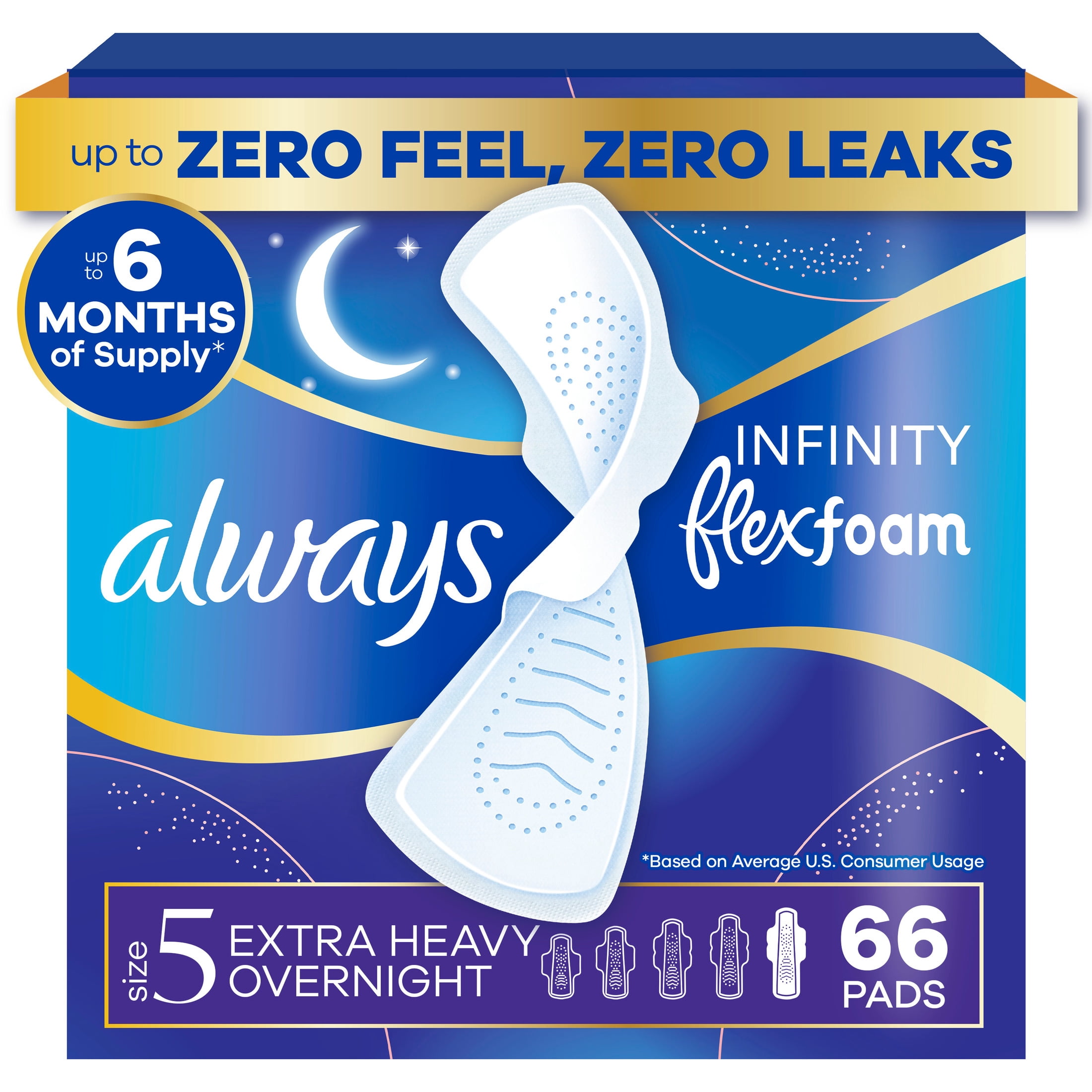 Always Pads Size 4 Infinity Flex Foam 13 Count Overnight (Pack of