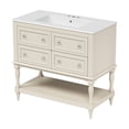 thumbnail image 4 of Beige 36" Bathroom Vanity Set, Solid Wood Frame and Extra Large Shelf / Ample Storage, Elegant Appearance, 4 of 7