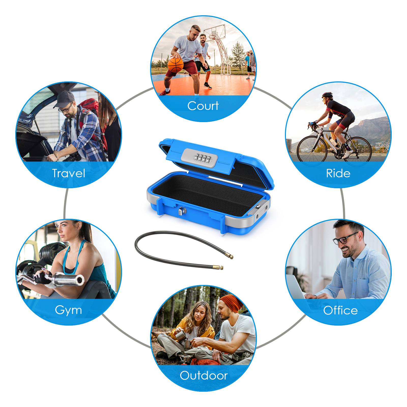 AMIR Portable Combination Safe Box Blue photo 3