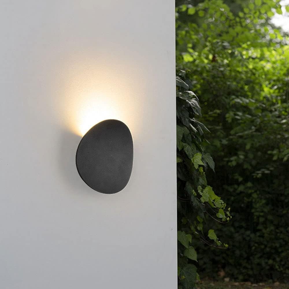 Minimalist Outdoor Wall Sconce Flat Round Outside Wall Light, IP65 Waterproof Wall Lamp Black/White Porch Lighting Fixture, Exterior Wall Wash Lights Up Lamps for Garden
