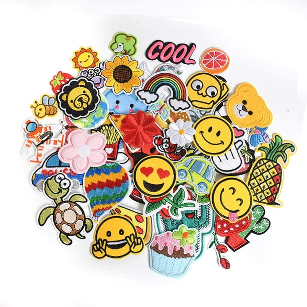 70Pcs Random Assorted Embroidered Iron on Patches, Cute Sewing