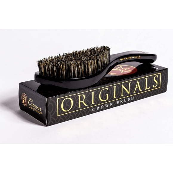 Crown Quality Products Original Contour 360 Wave Brush - Cepillo para el cabello MEDIANO (Negro Ónix)