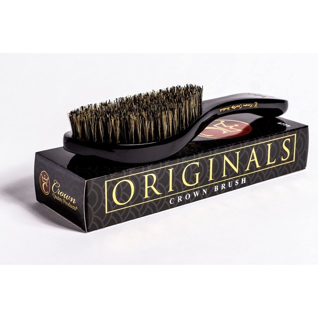 Crown Quality Products Original Contour 360 Wave Brush - Cepillo para el cabello MEDIANO (Negro Ónix)