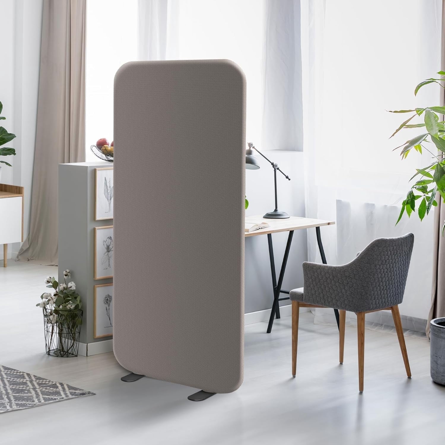 DECOLAB Freestanding Room Divider, Portable Room Separation Panel Wall for Office, Home, Studio Apartment, Classroom, 29"x65", Rock