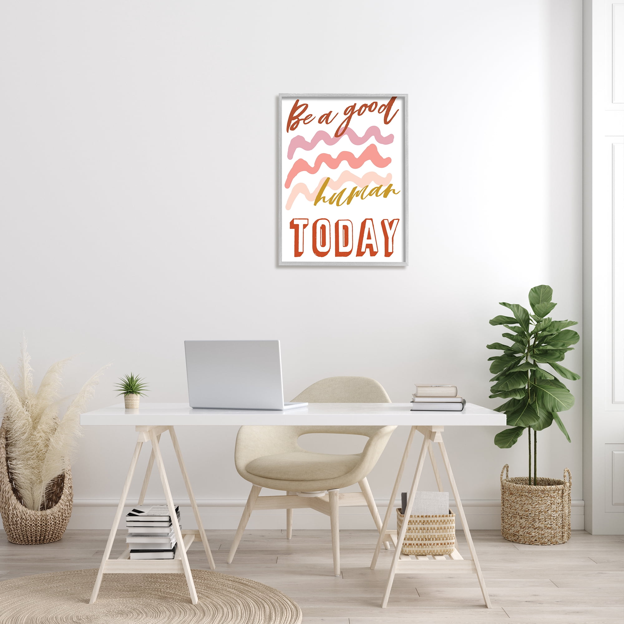 Stupell Industries Be A Good Human Phrase Pink Wave Pattern, 24 x 30, Designed by Elizabeth Medley