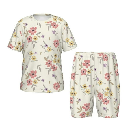 Luyuia Floral Print Girls  2-Piece Tie-Dye Pajama Set  Cute Summer Loungewear with Shirt and Tank Shorts Nightwear-XX-Large