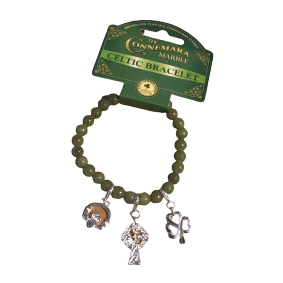 Connemara Marble Triple Icon Charm Stretch Bracelet