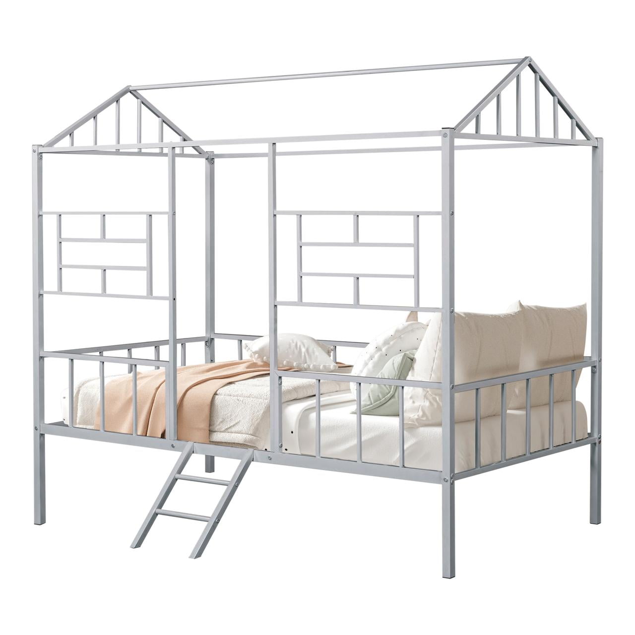 Furniture of America Trusten Kids House Design Twin Loft Bed, Silver